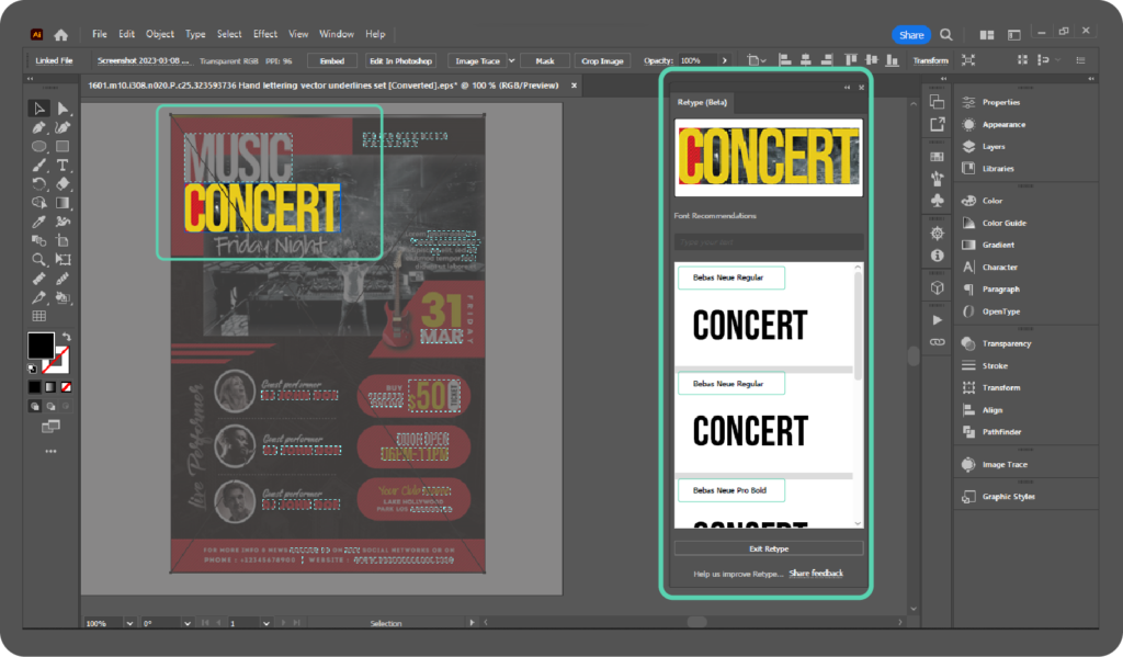 Identify Fonts From Images Using Retype Beta In Illustrator In 2024   Find Font From Images In Illustrator MakePixelPerfect 1024x599 