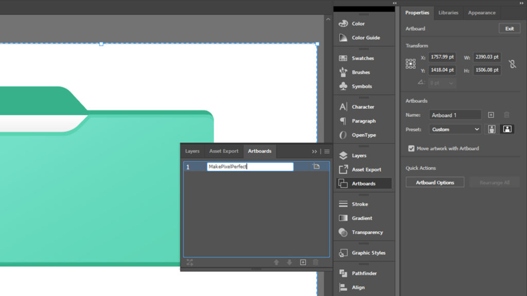 Rename artboards in illustrator - MakePixelPerfect