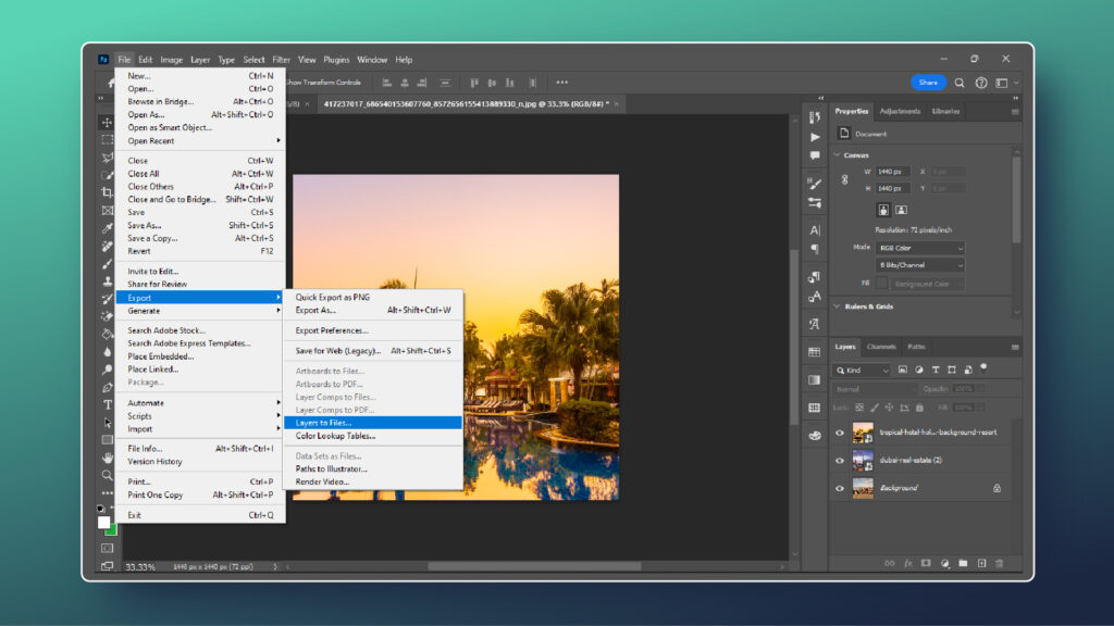 Export Photoshop Layers to Individual Files