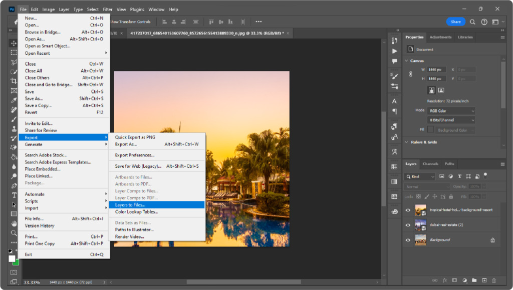 Export all Photoshop Layers